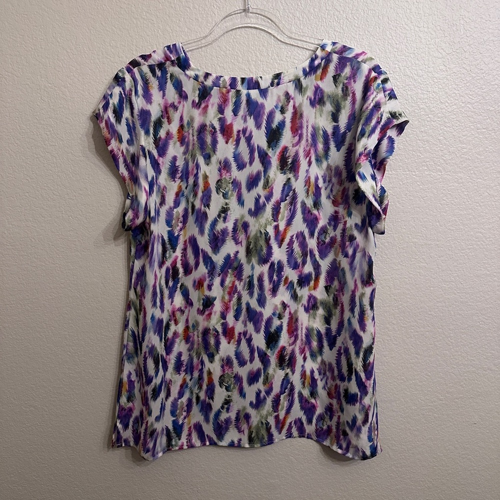 CAbi Multicolor Feather Print Short Sleeve Top - Picture 5 of 6